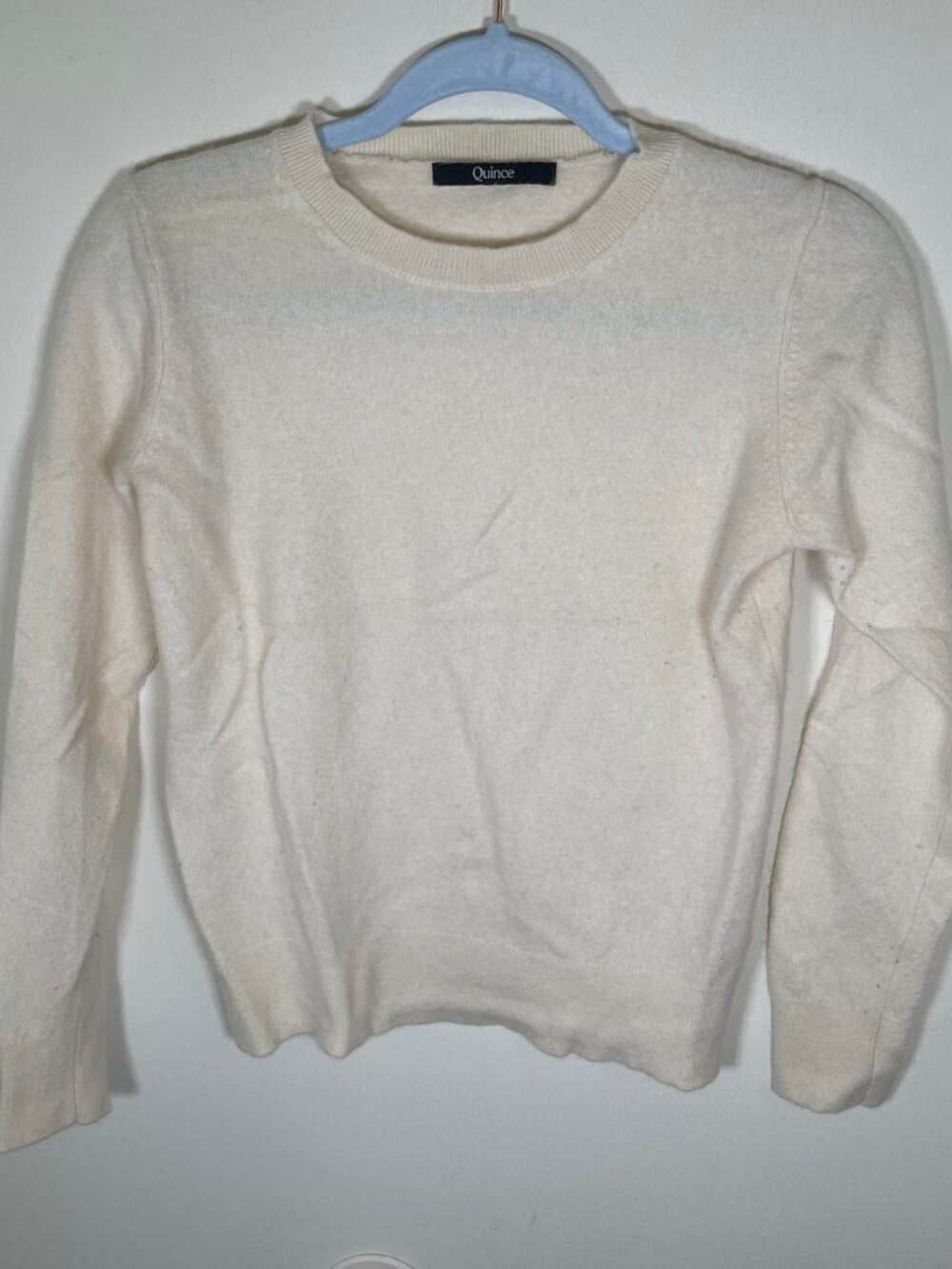 Quince 100% Cashmere Ivory Crewneck Sweater